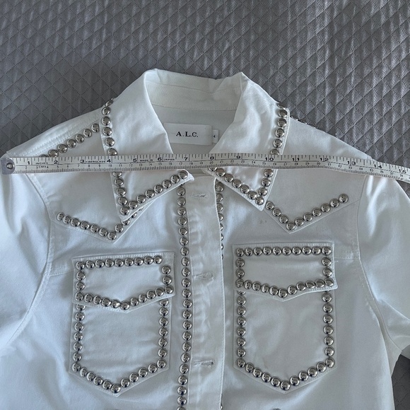 A.L.C STUDDED JACKET WHITE DENIM - Picture 7 of 13
